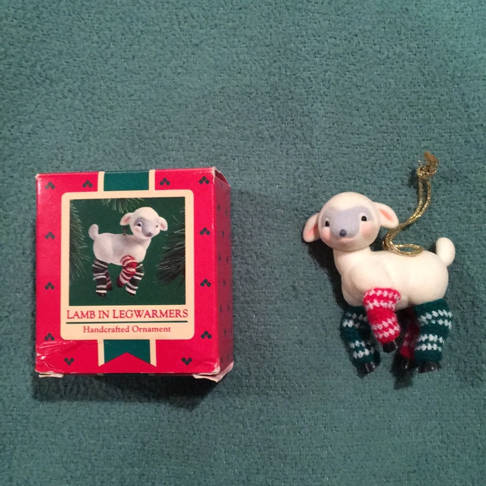 Vintage 1985 Hallmark Keepsake Lamb In Legwarmers Christmas Ornament Box